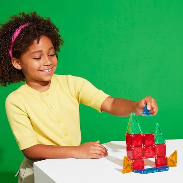 Magna-Tiles microMAGS 26-teiliges Reise-Magnetbauset - Kräftige Farben, Original Magnetbaumarke, entwickelt zur Förderung der Hand-Augen-Koordination und der Feinmotorik – Bild 5
