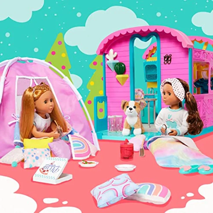 Glitter Girls Puppe Eniko – Bewegliche 36 cm Puppe mit Schlafanzug Puppenkleidung, Zubehör und braunen Langen Haaren zum Frisieren – Spielzeug ab 3 Jahren (6 Teile) – Bild 7