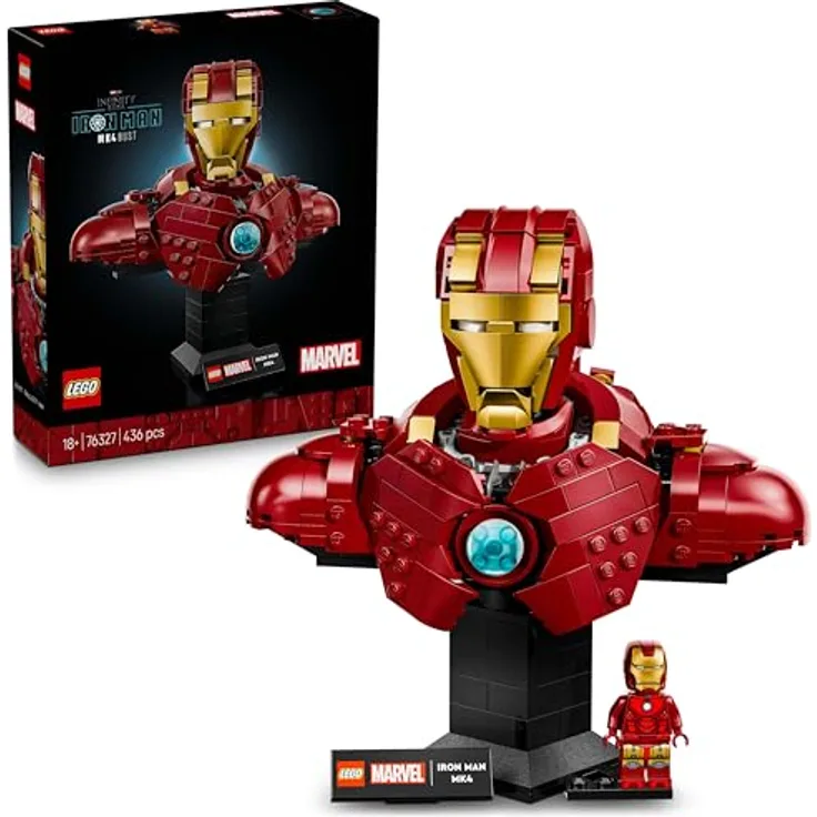 LEGO Marvel 76327, Iron Man MK4 Büste, 436-teilig, 17 cm hoch, für Erwachsene