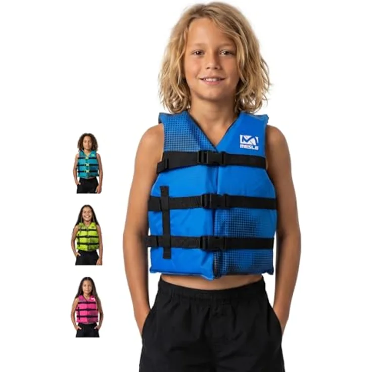 MESLE Schwimmweste Kinder Sportsman, 50N Auftriebsweste mit 3 verstellbaren Gurten für SUP, Kajak & Wassersport, für Mädchen & Jungs 7-10 Jahre, Brustumfang 64-74 cm