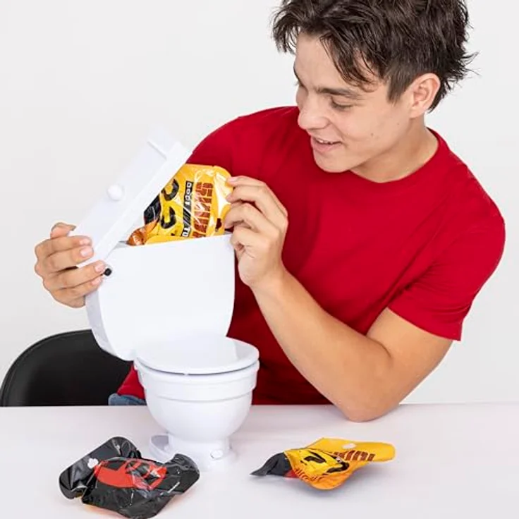 Skibidi Toilet Mystery Toilet, Sammelfigur mit spiring-loaded Mechanismus und interaktivem Spülgeräusch, Mehrfarbig – Bild 11