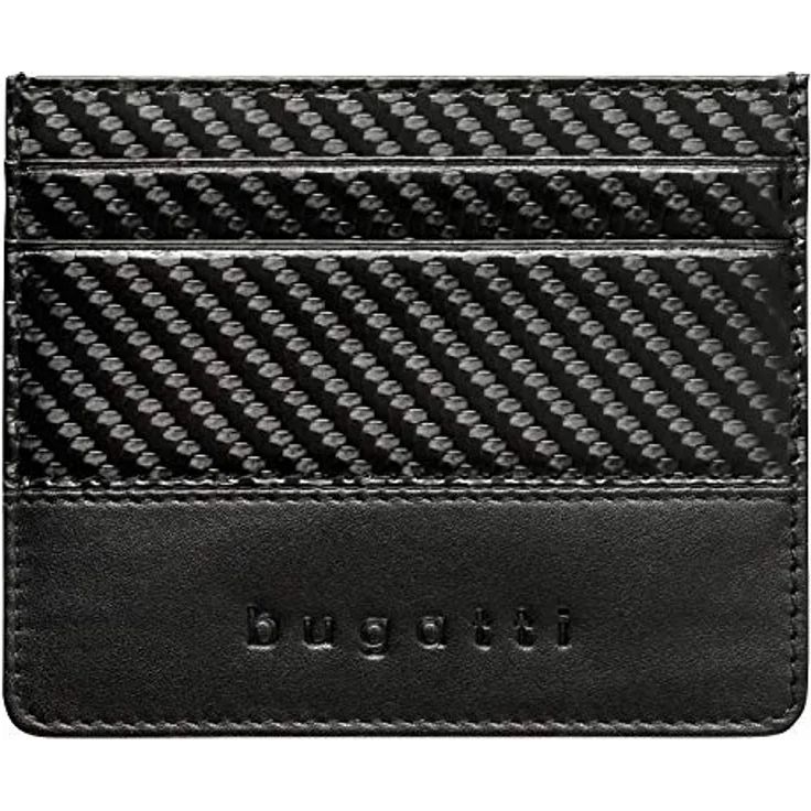 Bugatti Comet Kreditkartenetui Herren Leder – Flaches Portemonnaie für Karten Schwarz – Mini Smart Wallet 5CC RFID – Bild 2