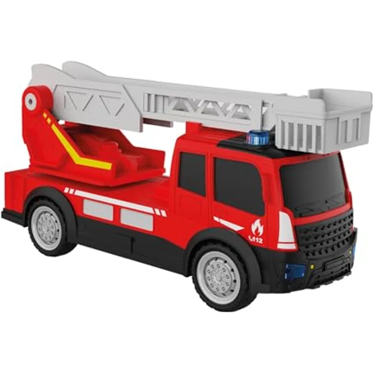 Happy People SOS-Rettungsstation mit 3 Fahrzeugen, Polizei, Feuerwehr und Krankenwagen, mit Licht- und Soundeffekten, Mikrofon und Lautsprecher, inkl. Batterien, 33x21x18 cm – Bild 4
