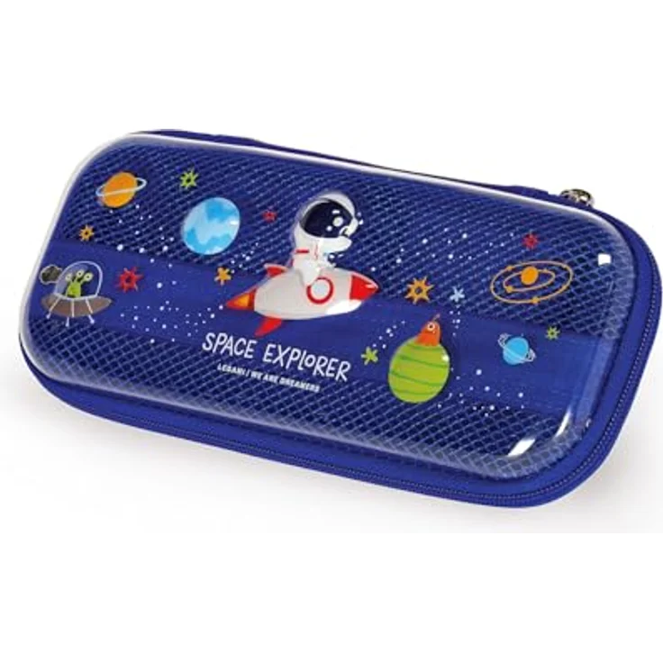 Legami Wonderwow Federmäppchen, Space Motiv, 2 Fächer mit Stifthalter und Netzfach, Reißverschluss, 23 x 11 x 5 cm – Bild 2