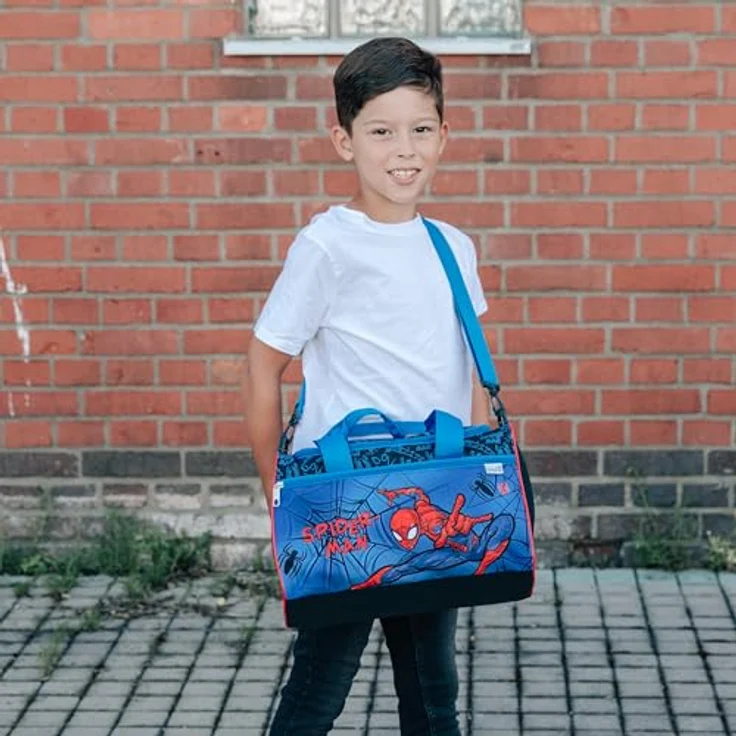 Scooli Sporttasche Spider-Man, Kinder Sporttasche mit großem Hauptfach und 2-Wege Reißverschluss, blau – Bild 4
