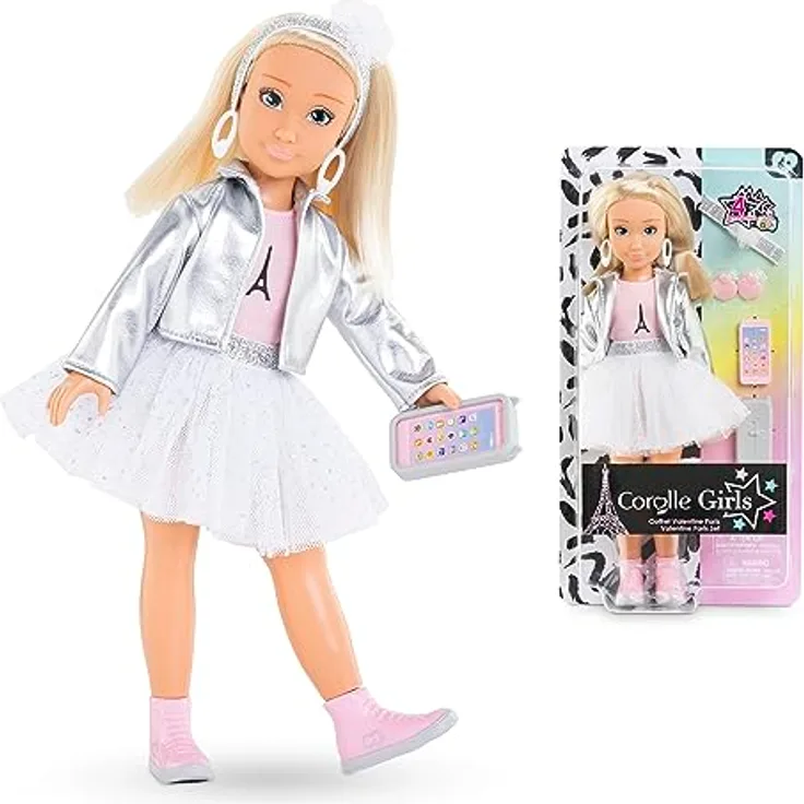 Corolle 9000600150 Girls Valentine, Ankleidepuppe im Pariser Fashion Week Look und 4 Teile, Vanilleduft, 28cm, ab 4 Jahre