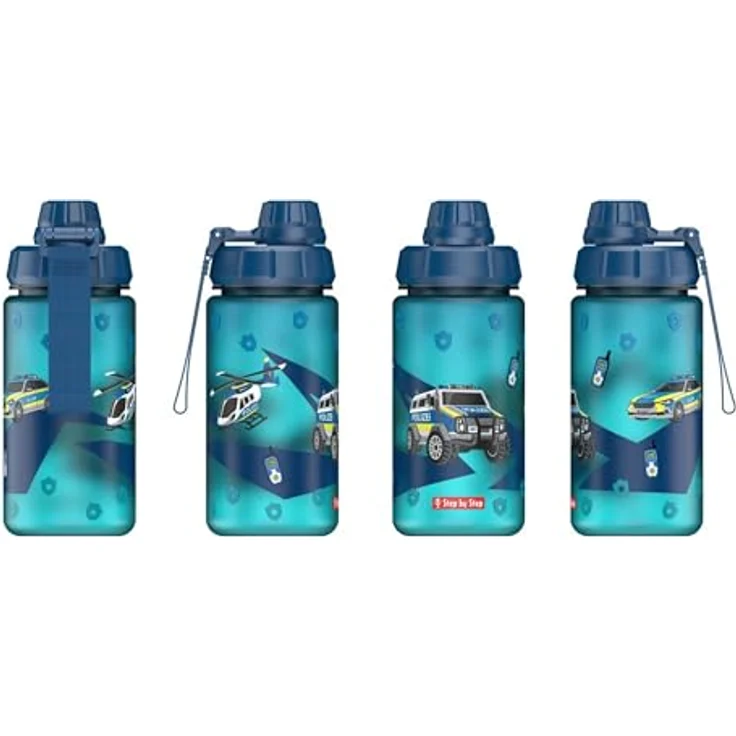 Step by Step Trinkflasche „Police“, BPA-frei, für heiße und kohlensäurehaltige Getränke, blau, 0,55 Liter – Bild 3