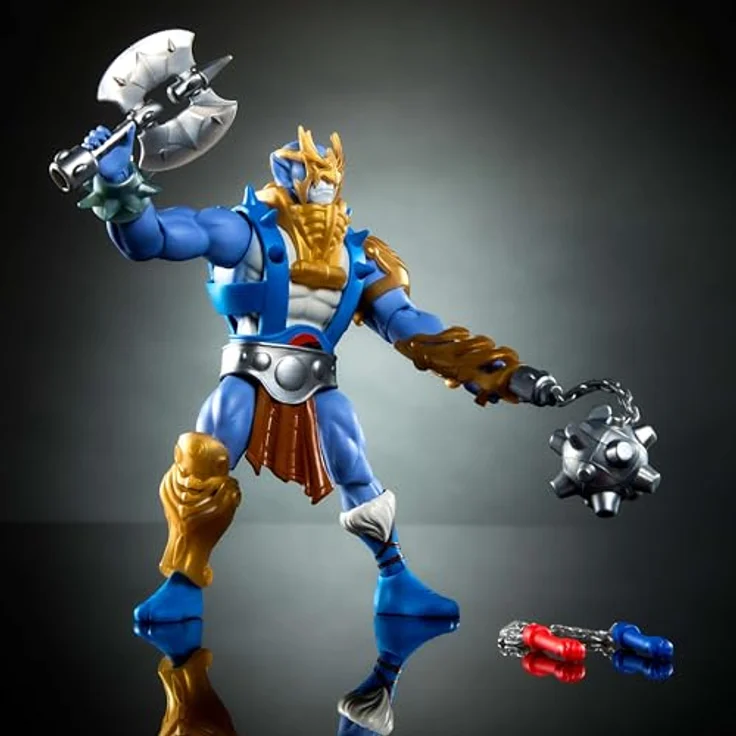 Masters of the Universe Origins Panthro, 14 cm bewegliche Actionfigur, abnehmbare Rüstung, Streitkolben, Axt und Mini-Comic, 1980er Crossover-Spielzeug, JFW97 – Bild 3