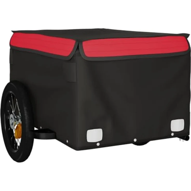 vidaXL Fahrradlastenanhänger Fahrradanhänger 30 kg Eisen in Schwarz und Rot – Bild 6