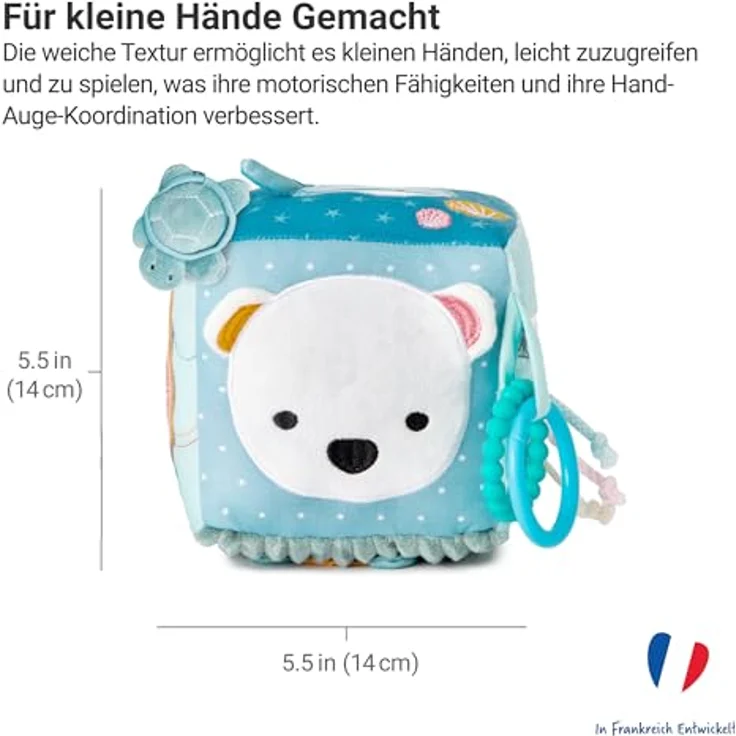 Little Big Friends Weicher Aktivwürfel Ozean, Kuscheltier mit vielseitigen Spielmöglichkeiten – Bild 4