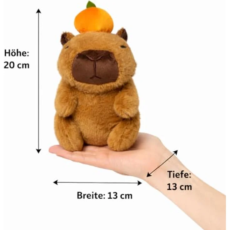 Soma Capybara Kuscheltier 20 cm, Plüschtier mit kleiner Orange, weiches Stofftier für Kinder, niedliches Design – Bild 2
