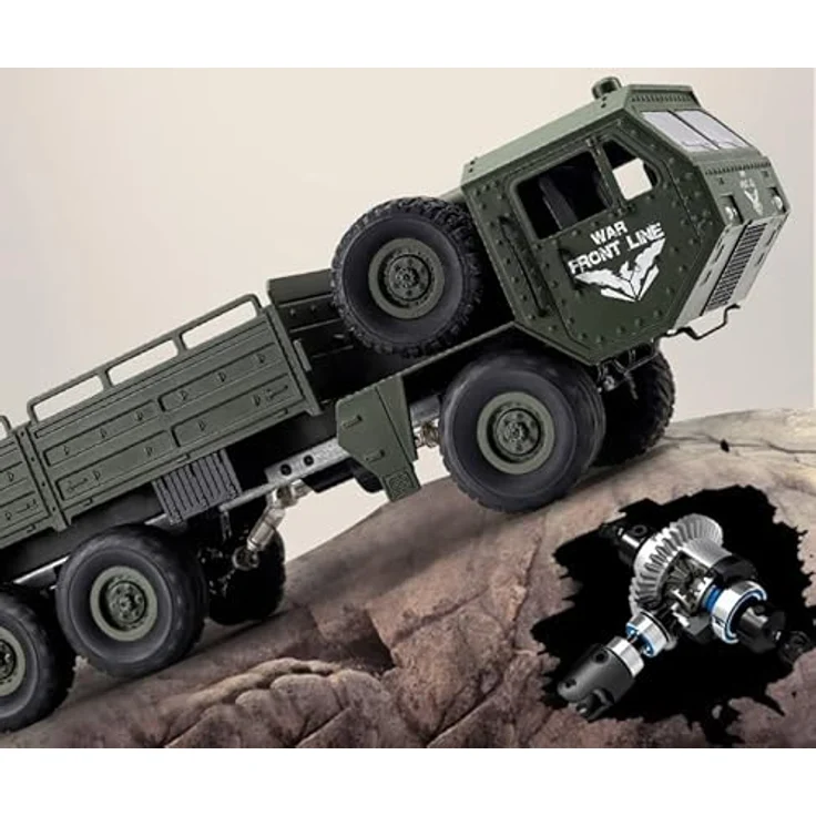 efaso RC-Truck Q75 ferngesteuerter Geländewagen - RC LKW 1:16 mit Allradantrieb und LED-Beleuchtung, grün – Bild 5