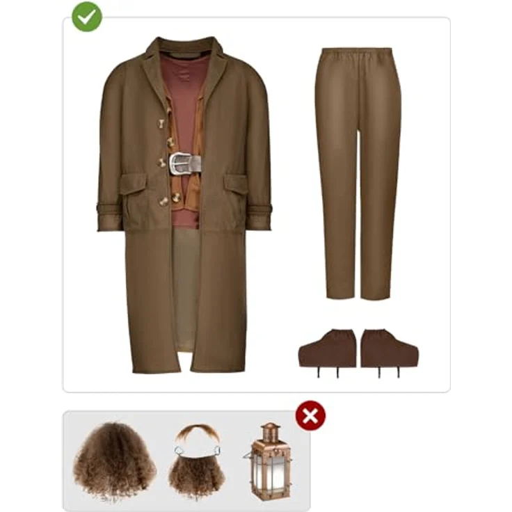 Funidelia Offizielles Hagrid Kostüm - Harry Potter für Herren, Braun, Größe L-XL, inklusive Hose, Jacke mit integriertem Shirt, Gürtel und Fußabdeckungen – Bild 2