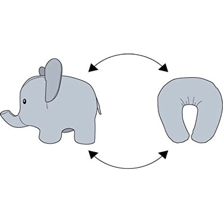 TOP Zip & Flip Elephant, Kinderkissen als Nackenstütze und Plüschtier, 36 x 24 x 21 cm – Bild 4
