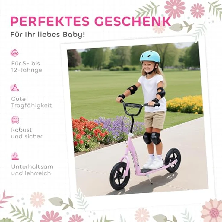 Kinderroller Anti-Rutsch Trittfläche, Metallfahrradständer zum Parken, (Farbe: pink) – Bild 7
