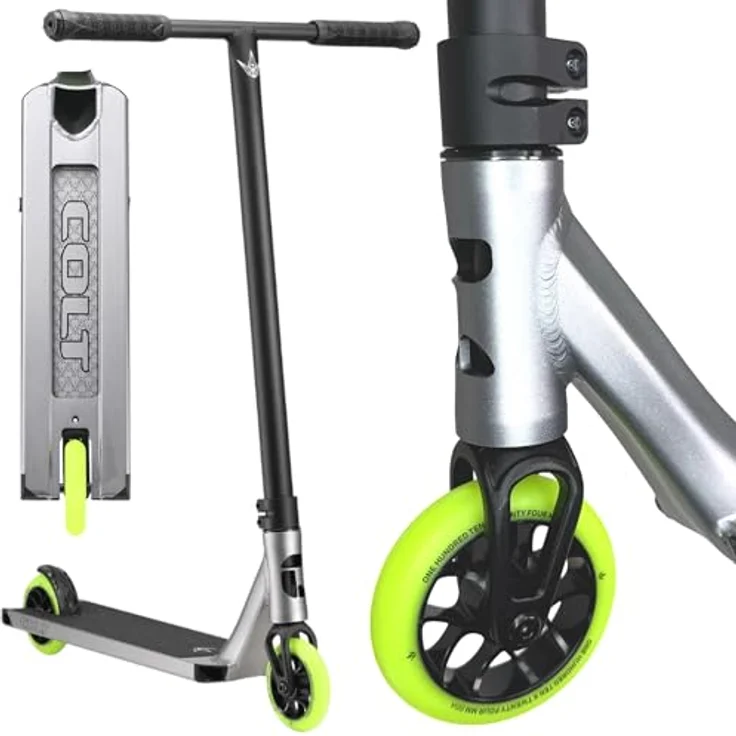F26 Blunt Colt S6 Complete Stunt-Scooter H=84cm Park/Street I Kinder I Jugendlich I Erwachsene I Trick I Tret I Roller I Leicht (110mm Silber matt/Neon Gelb) – Bild 1