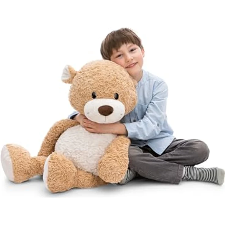 NICI Kuscheltier Bär Finni, 70 cm karamellfarbener Plüschteddybär mit weißem Bauch – Bild 1