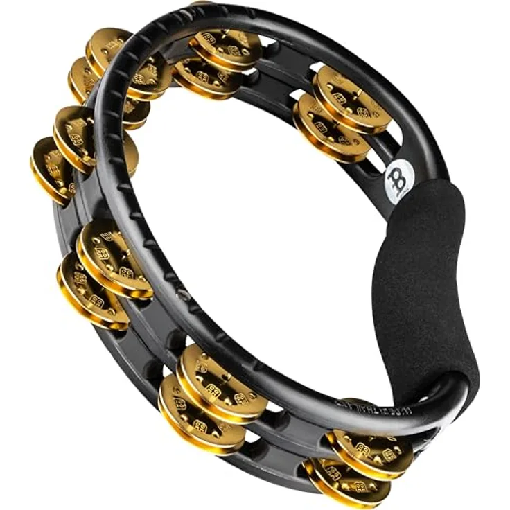 Meinl Hand Tambourine TMT1B-BK, mit Messing Jingles, ergonomischem Griff und leichtem Design, schwarz