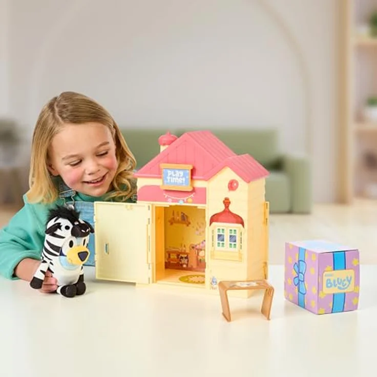 BlueY Bluey Play Date Plüsch Überraschung, Haus mit Aufklebern dekorieren, Plüschstil variiert – Bild 3