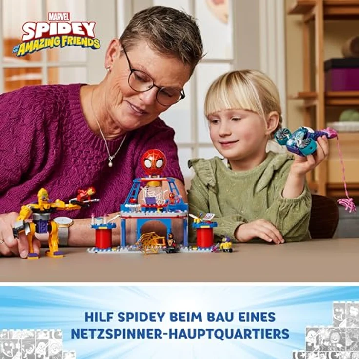 LEGO Marvel Spidey und Seine Super-Freunde Das Hauptquartier von Spideys Team, Spider-Man-Spielzeug mit Fahrzeug und Mech – Bild 2