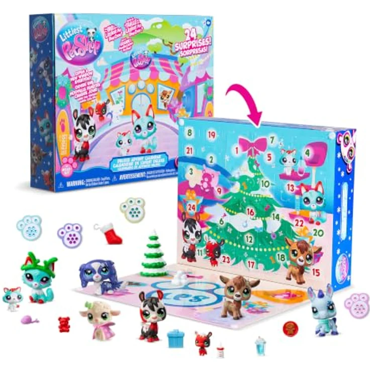 Littlest Pet Shop World of LPS Holiday Calendar, Adventskalender mit 8 exklusiven Wackeltieren, 16 saisonalen Accessoires und 24 weihnachtlichen Überraschungen – Bild 1