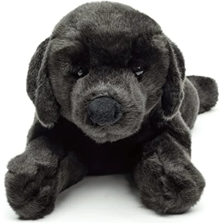 Uni-Toys - Labrador schwarz, liegend - 40 cm (Länge) - Plüsch-Hund, Haustier - Plüschtier, Kuscheltier - Naturgetreues Design, geprüfte Sicherheit, recyceltes Füllmaterial – Bild 2