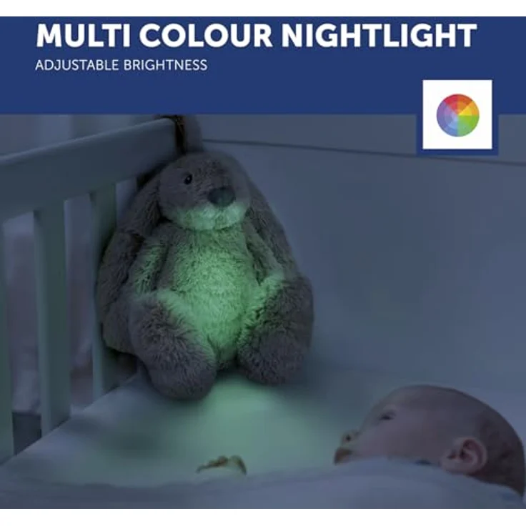 ZAZU Ro der Hase, Baby Schlafhilfe mit Nachtlicht in Beige, 8 Farben, 10 Melodien, Weinsensor, Auto-Abschaltung, wiederaufladbarer Akku und USB-C-Ladekabel – Bild 3