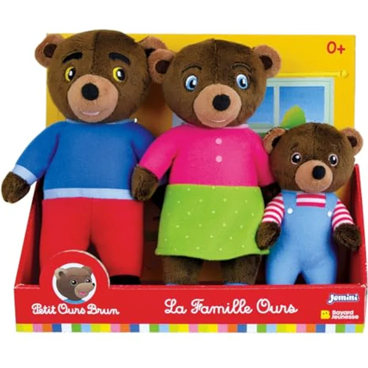 Jemini Plüsch-Set für Familie, 3 Plüschtiere: Kleiner Braunbär 13 cm, Mama Bär & Papa Bär 19 cm, hypoallergen, ab der Geburt, waschbar 30 °C – Bild 2