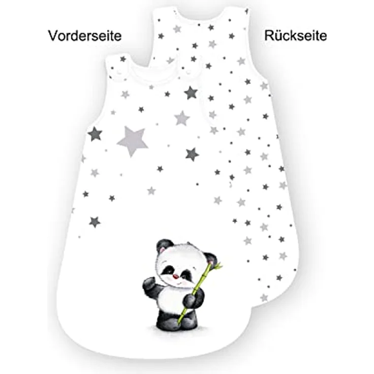 Herding Baby Best Baby-Schlafsack, Panda Motiv, 90 cm, Seitlich umlaufender Reißverschluss und Druckknöpfe, Weiß – Bild 2