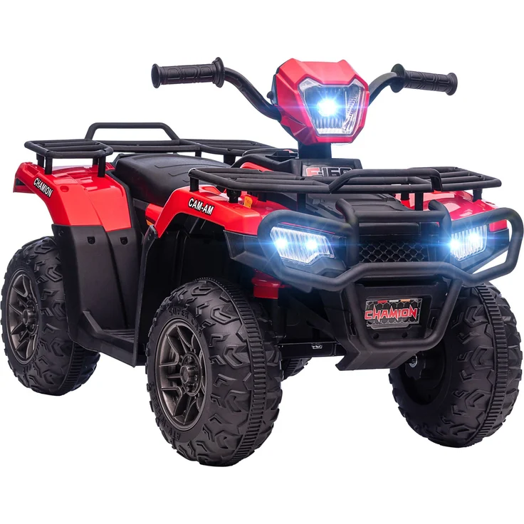 HOMCOM Elektro-Kinderquad max. 4 km/h, Kindermotorrad, LED und Musik, 25 kg Belastbarkeit, Schwarz+Rot – Bild 1