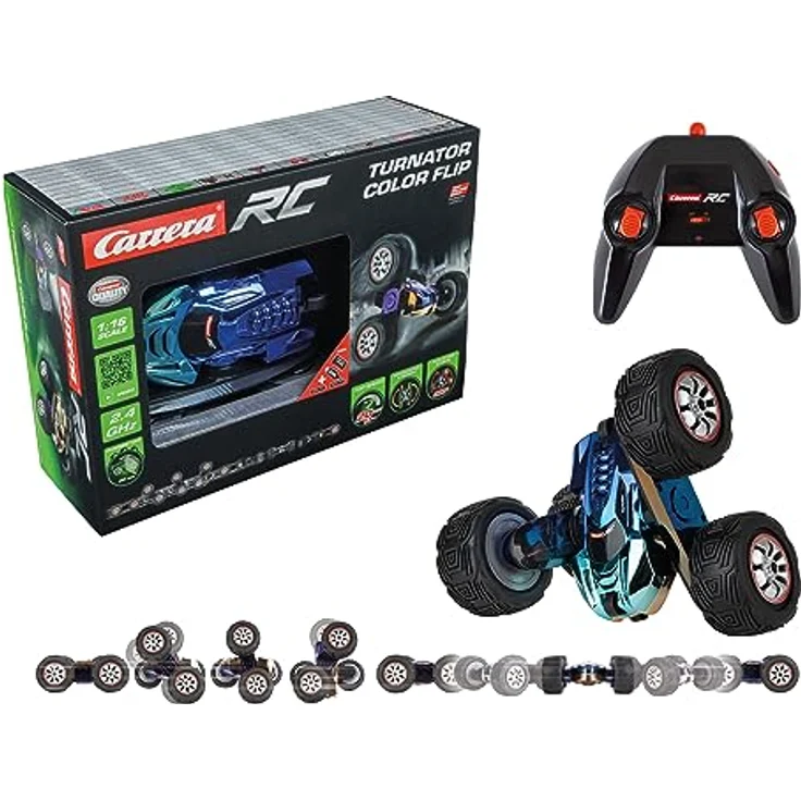 Carrera RC I Turnator Color Flip I Spektakuläres RC Stunt Car mit LED IBeeindruckende 360° Flip I Wechselnde Farben I Robuste Bauweise für extreme Stunts Ialle Altersklassen I Bis zu 20kmh – Bild 1