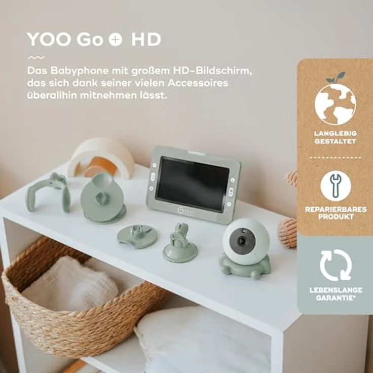 Babymoov Babyphone YOO GO PLUS HD, 5"-Display in HD-Qualität 720px, 8 Stunden Akkulaufzeit, Sleep Technology – Bild 2