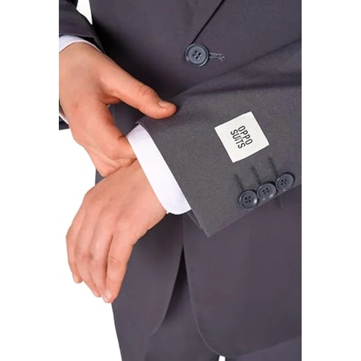 OppoSuits Charcool Anzug für Jugendliche, Slim-Fit in hochwertigem Polyester, komplett gefüttert, Maschinenwaschbar, Größe 170-176 – Bild 7
