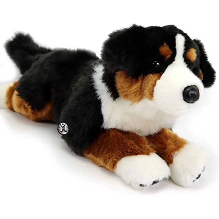 Kuscheltiere.biz Berner Sennen Kuscheltier Hund Sennenhund liegend Plüschtier Bernd - Kuschlig weiches Plüschfell, Detailtreue, 46 cm, waschbar, Kollektion-Auszeichnung – Bild 3