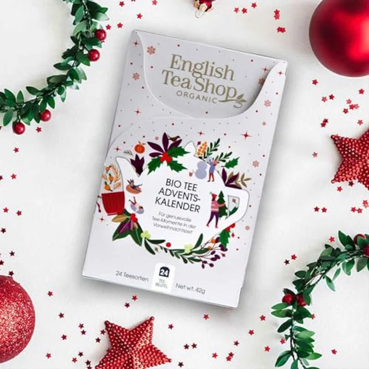English Tea Shop ETS - Tee Adventskalender "Weihnachtsmarkt" weiß, 24 verschiedene BIO Tees aus kontrolliert biologischem Anbau – Bild 9