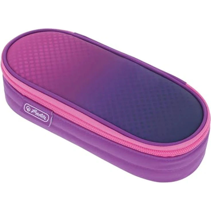 Herlitz Faulenzer Etui Dip Dye Pink/Purple, Federmäppchen mit Reißverschlussfach und Stifteschlaufen – Bild 1