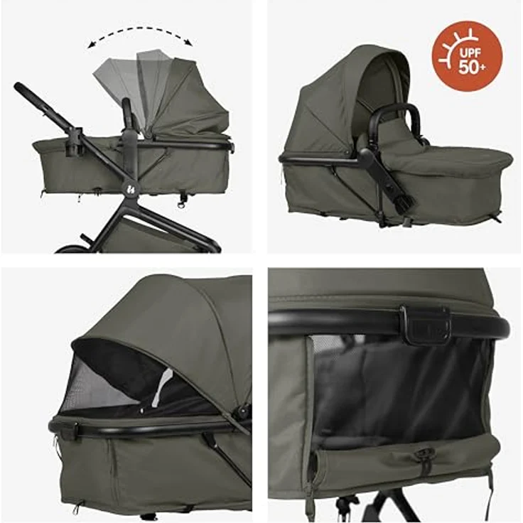 Hauck 2in1 Kinderwagen Convert N Care, Kombikinderwagen mit Babywanne und Sitzfunktion, Olive, inkl. Gratis Mobilitätsgarantie – Bild 6