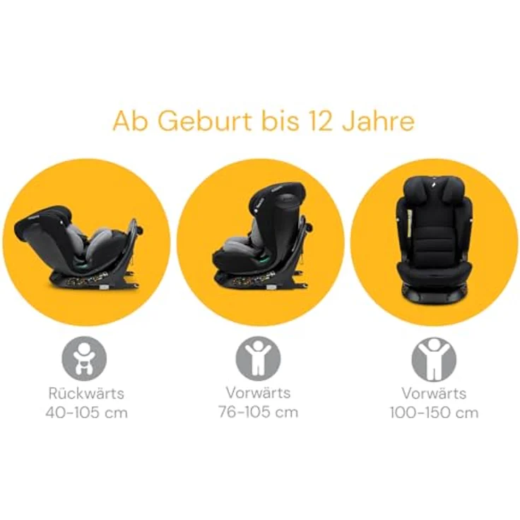 Osann Taos 360 Reboarder, drehbar mit Isofix-Basis & Top-Tether, ab Geburt bis 150 cm, Grey Melange – Bild 4