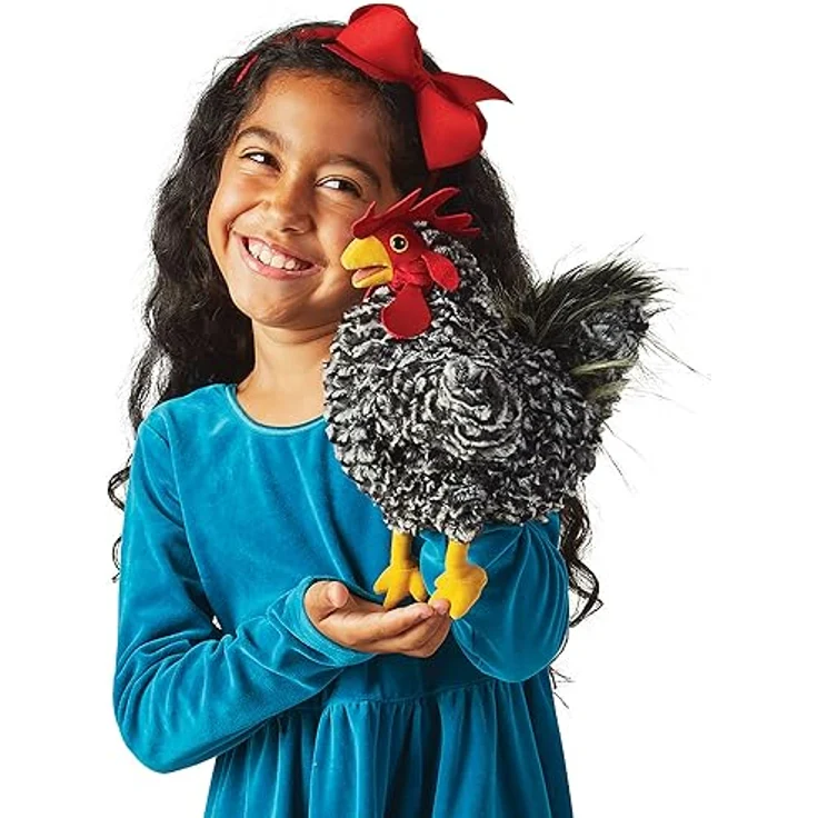 Folkmanis Puppets Barred Rock Rooster/Hahn, bunt aus fabelhaftem, federweichem Plüsch – Bild 3