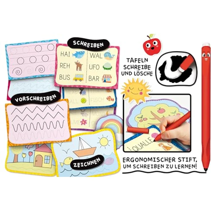 Lisciani Montessori Pen-Schreibschule, Lernspiel mit ergonomischem Griff und Schreibschablonen für Kinder – Bild 3