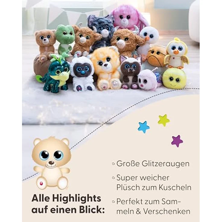 NICI Kuscheltier GLUBSCHIS Bär Bonno 15cm, braun, weiches Plüschtier mit glitzernden blauen Augen, ideales Geschenk für Kinder und Erwachsene – Bild 4
