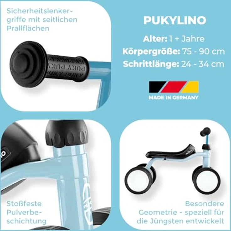 Puky Pukylino Laufrad für Kinder, stoßfeste Pulverbeschichtung, ergonomischer Sitz, Float Laufräder, blau – Bild 3