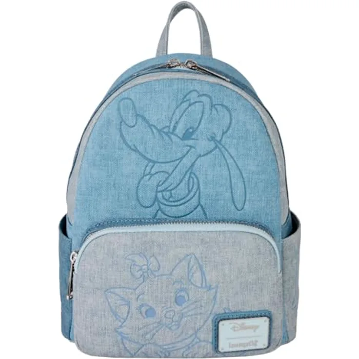 Loungefly Disney Dogs & Cats Faux Denim Mini Rucksack, Kindergartenrucksack mit Tiermotiven