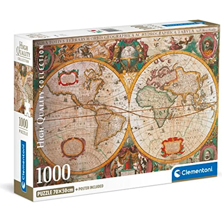 Clementoni Old Map 1000-Puzzle, 70 x 50 cm, hergestellt in Italien, Unterhaltung für Erwachsene – Bild 1