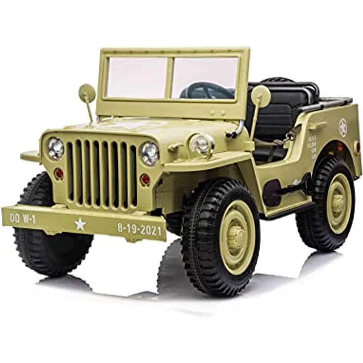 RIRICAR 4x4 Kinder Elektroauto 12V USA Army, 3 sitzer, mit 2,4GHz Fernbedienung, MP3/USB/SD, für Kinder ab 3-8 Jahre