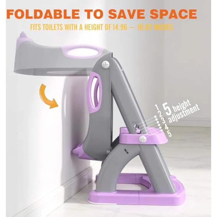 SKYROKU Toilettensitz 2 in 1, Upgraded Stabiler Toilettenaufsatz für Kinder 2-7 Jahre mit rutschfestem Hocker und höhenverstellbarem Mechanismus – Bild 5