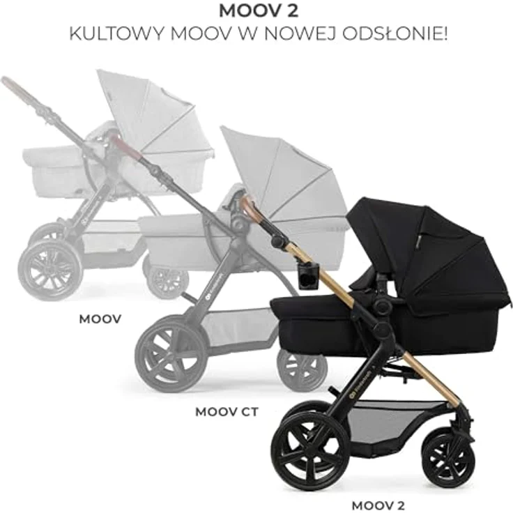 Kinderkraft 4in1 Kombi-Kinderwagen-Set MOOV 2, wendbarer Sitz & Wanne in Pure Black, inkl. Babyschale MINK PRO, Isofix-Base, Wickeltasche & Zubehör, für Kinder von 0 bis 22 kg – Bild 12