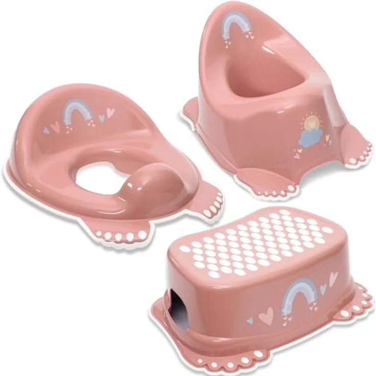 Babykajo 3 in 1 Baby Töpfchen Set, TÜV Rheinland geprüft - Töpfchen, Toilettensitz und Tritthocker aus BPA freiem Plastik mit Antirutschfüßchen, weiß – Bild 1