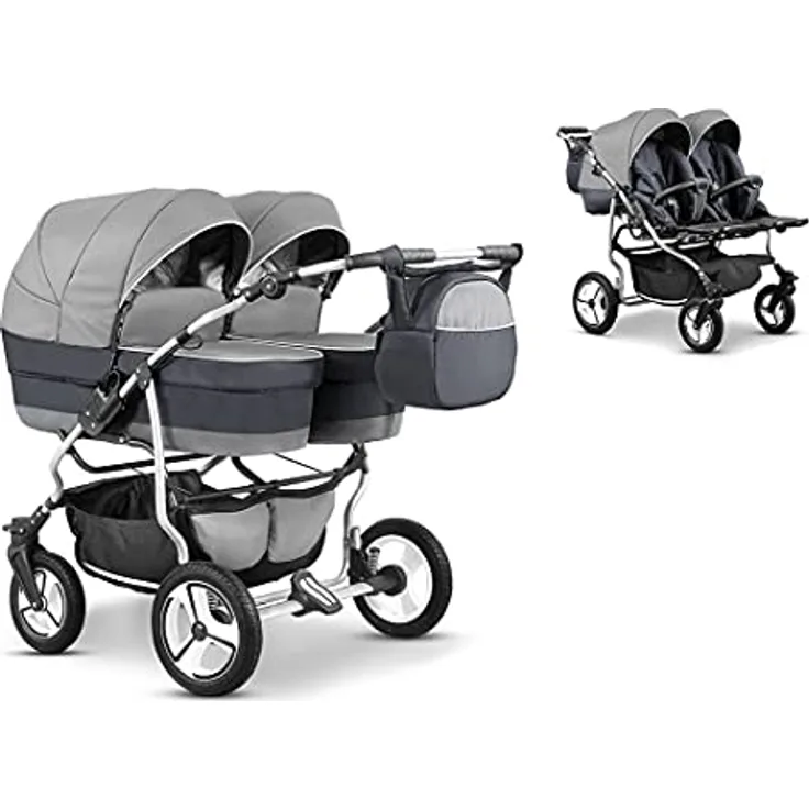Elcar Zwillingskinderwagen 2 in 1 Twin Star inkl. Sportsitze - 10 Teile - Variabel und Komfortabel - in 16 Farben