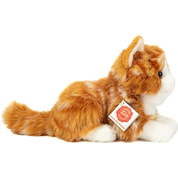 Teddy Hermann Katze liegend, rot getigert, 20 cm – Bild 3